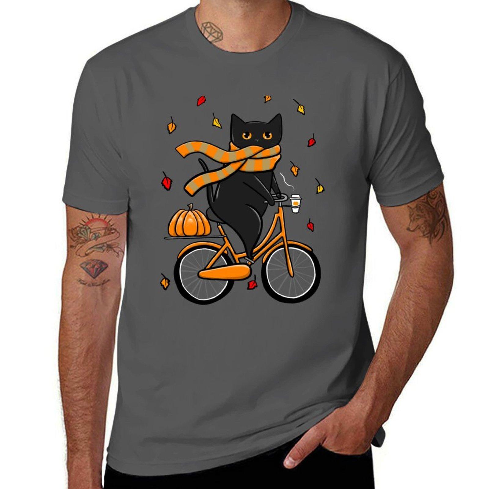 

Autumn Bicycle Ride Illustration T-Shirt t shirt man designer man t shirts for men casual T-Shirt 4XL