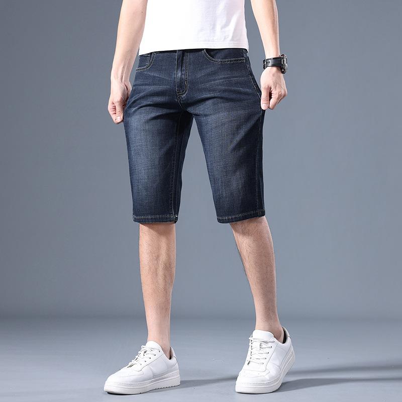 Summer Jeans Men's Youth Stretch Versatile Mid-pants Casual Straight Loose Thin Light Business Trousers Men's