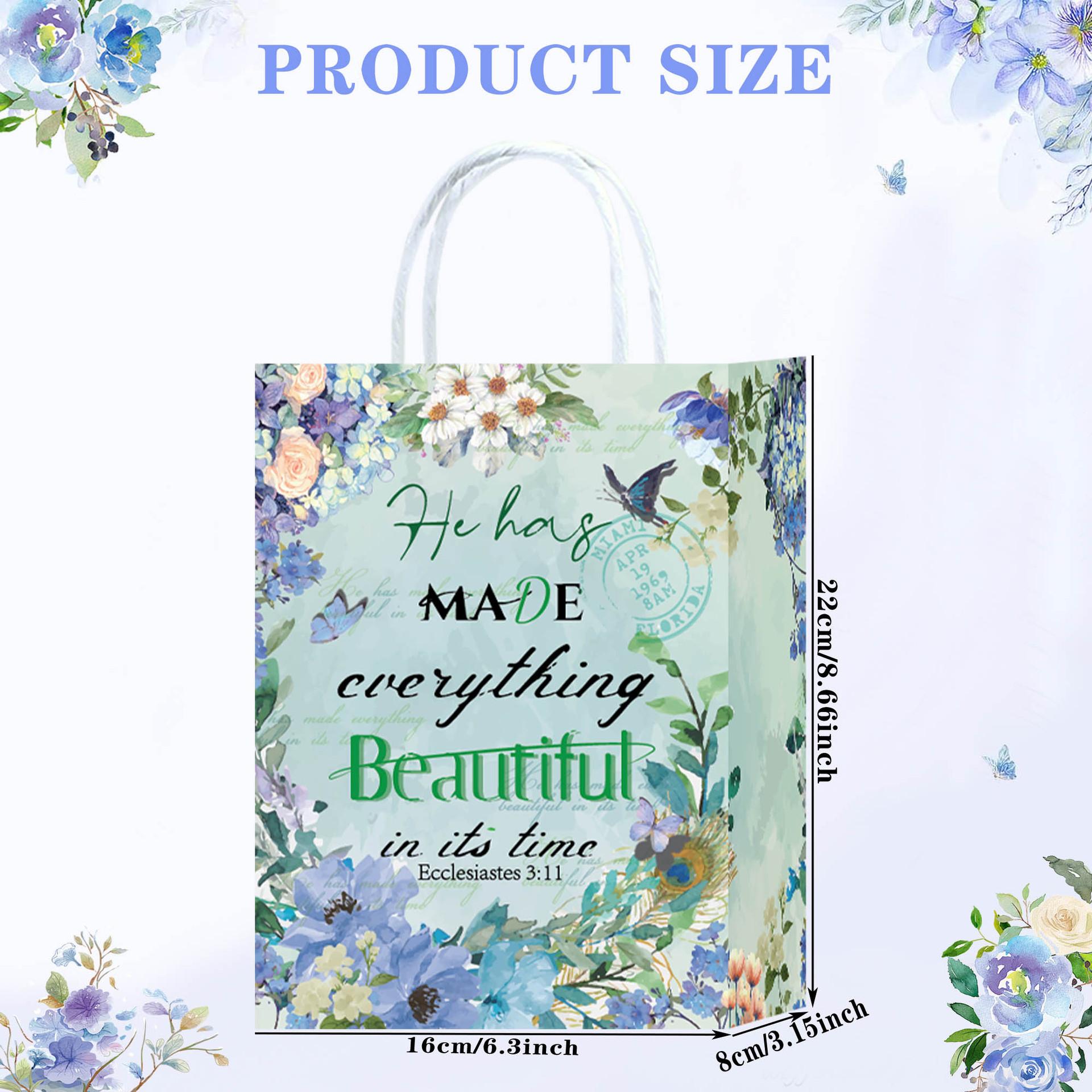 

StoBag Scripture Floral Gift Wrapping Bags with Bible Verses Paper Packaging Bags for Sweets Wedding Party Favor 30pcs&16x8x22cm