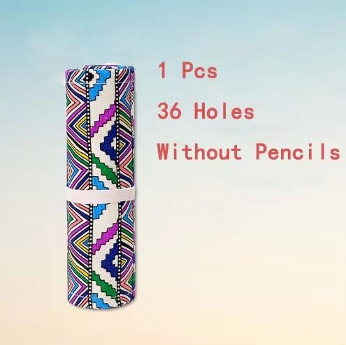 12/24/36/48/72 Hole Colorful Cloth Pencil Case Stationery Pencil Storage Bag Pencil roll School Student Supplies Paint Brush Bag