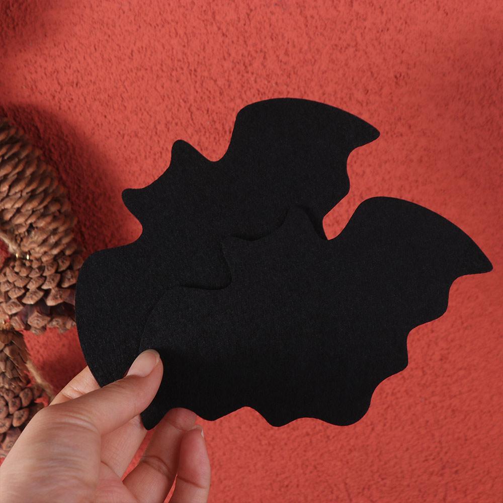 10pcs Durable Black Felt Bat Mat Anti Slip Heat-resistant Halloween Table Mat Gothic Bat Drink Coasters Home Table Decoration