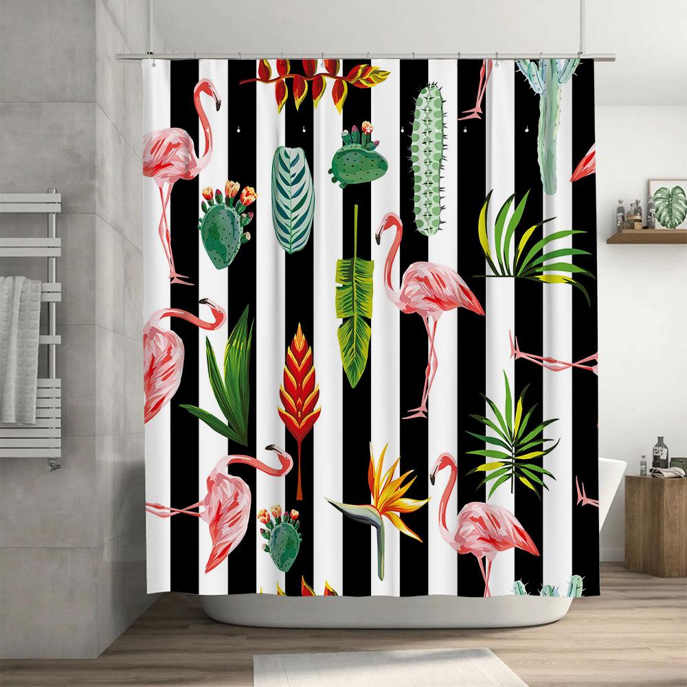 Tropical flamingo shower curtain waterproof and mildew-proof bathroom curtain home decoration with hook shower curtain