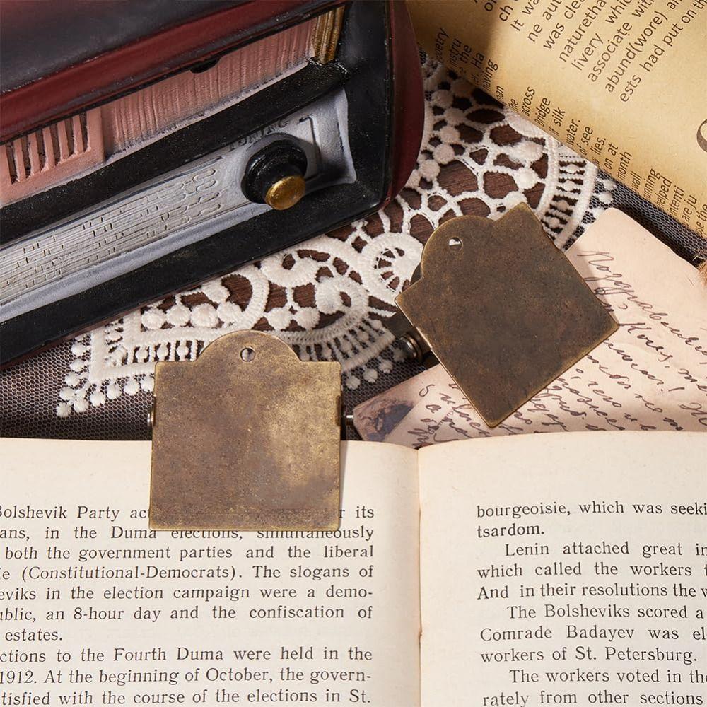 Antique Bronze Small  Binder Clamps Vintage Document File Organizer New Page Holder  Office