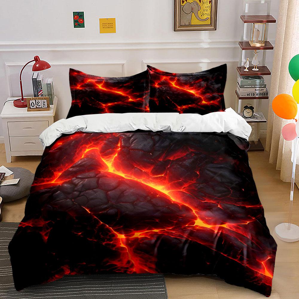 Fiery Lava Pattern Bedding Set Bedding Duvet Cover Set Duvet Cover Pillowcases (1 * Duvet Cover 2 * Pillowcases, Without Duvet Insert)