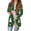 Women's Fashionable Loose-Fit Casual Cardigan With Christmas Print Mid-Length Coat