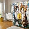 Adorable Kittens with Sunflower Waterproof Shower Curtain for Modern Bathroom Decor, Stylish and Durable, Perfect for Home Use