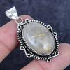 Natural Golden Rutile Gemstone 925 Sterling Silver Jewelry Pendant 1.97" ETC-14284