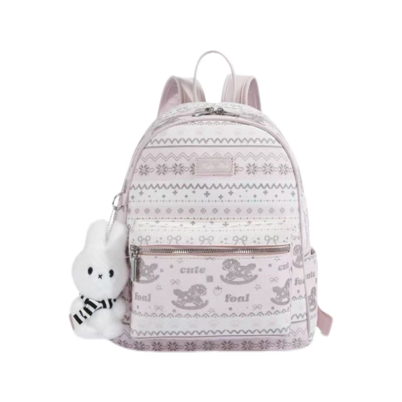

Double-shoulder Bag - Women s Niche Design, Large Capacity, Student Backpack, Fashionable Backpack With pendant рожевий