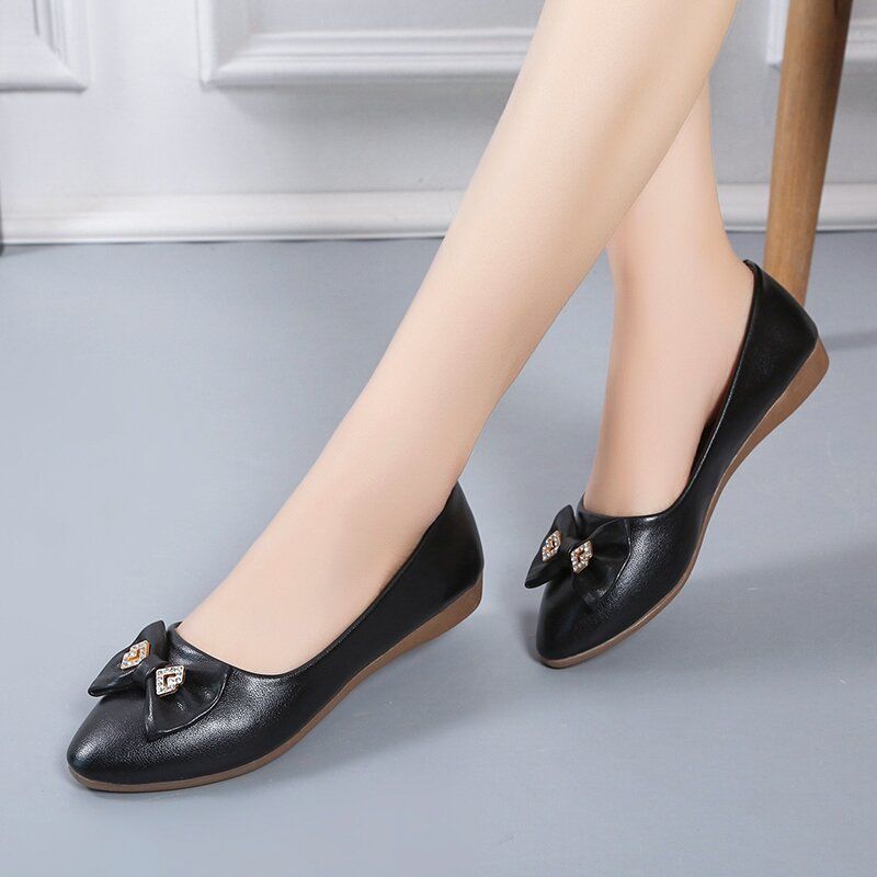 Women's Shoes with Bow Rhinestone White Ladies Pumps Pointed Toe Comfortable and Elegant On Offer Luxury Brand Wholesale Lastest