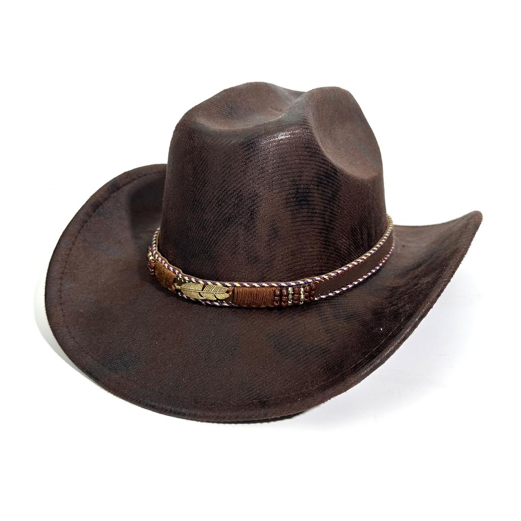 American Style Top Hat Retro Ethnic Style Western Cowboy Hat Retro Crack Felt Hat Tibetan Men'S And Women'S Hats