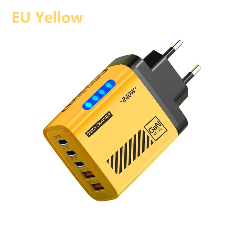240W 5portová nabíječka na mobilní telefon 2x USB 3 Type C Rychlé nabíjení PD QC 3.0 Quick Charge Adaptér do zásuvky US EU Pro Xiaomi