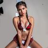 Sexy Set Lingerie a Tre Pezzi da Donna con Scollo all'Americana a Quadri - Stile Uniforme da Studentessa
