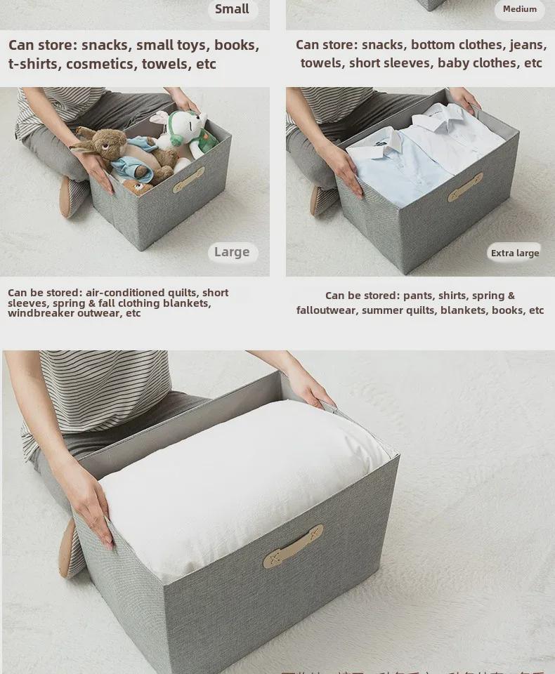 Drawer-Style Folding Storage Basket - Cotton & Linen Fabric