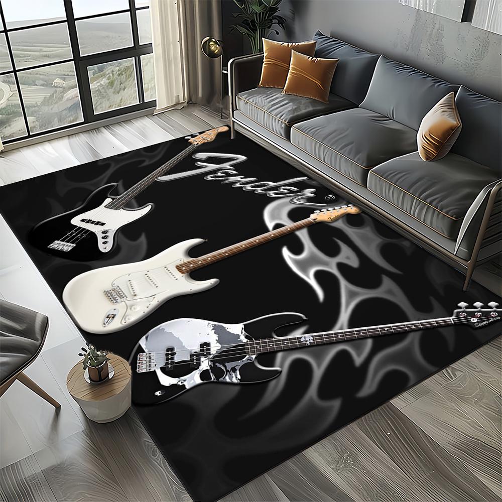 27 Style New 3D Fender Retro Guitar Instruments Music Carpet Rug for Living Room Bedroom Home Sofa Decoration,Non-slip Floor Mat