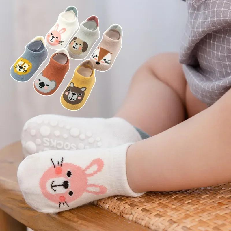 Baby Cartoon Animal Ankle Socks Boys Girls Rubber Dispensing Anti-slip Floor Short Sock for Infant Newborn Cute Cotton Clothes