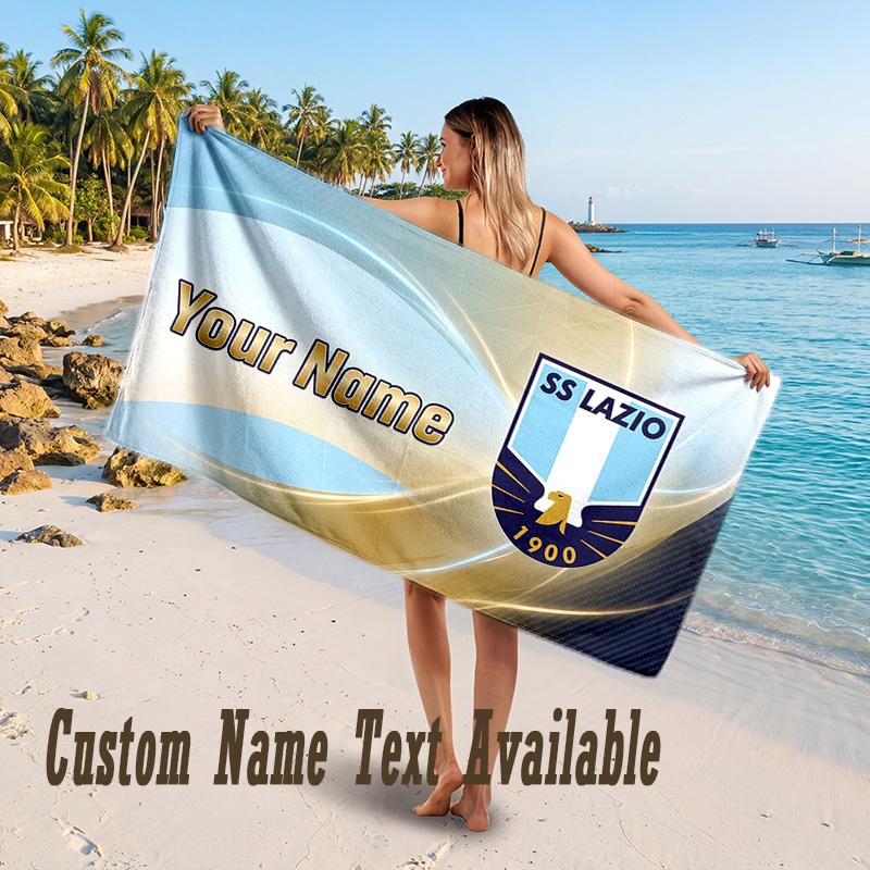 Lazio FC Design Strandtuch mit individuellem Text Großes Handtuch für den Strandurlaub