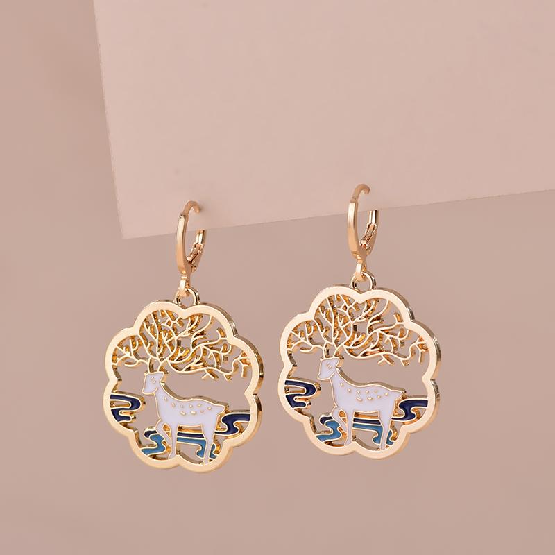 Colorful Aesthetic Animal Cat Rabbit Koi Dragon Earrings For Women Girls Enameled Delicate Gold Color Hoop Earrings Jewelry Gift