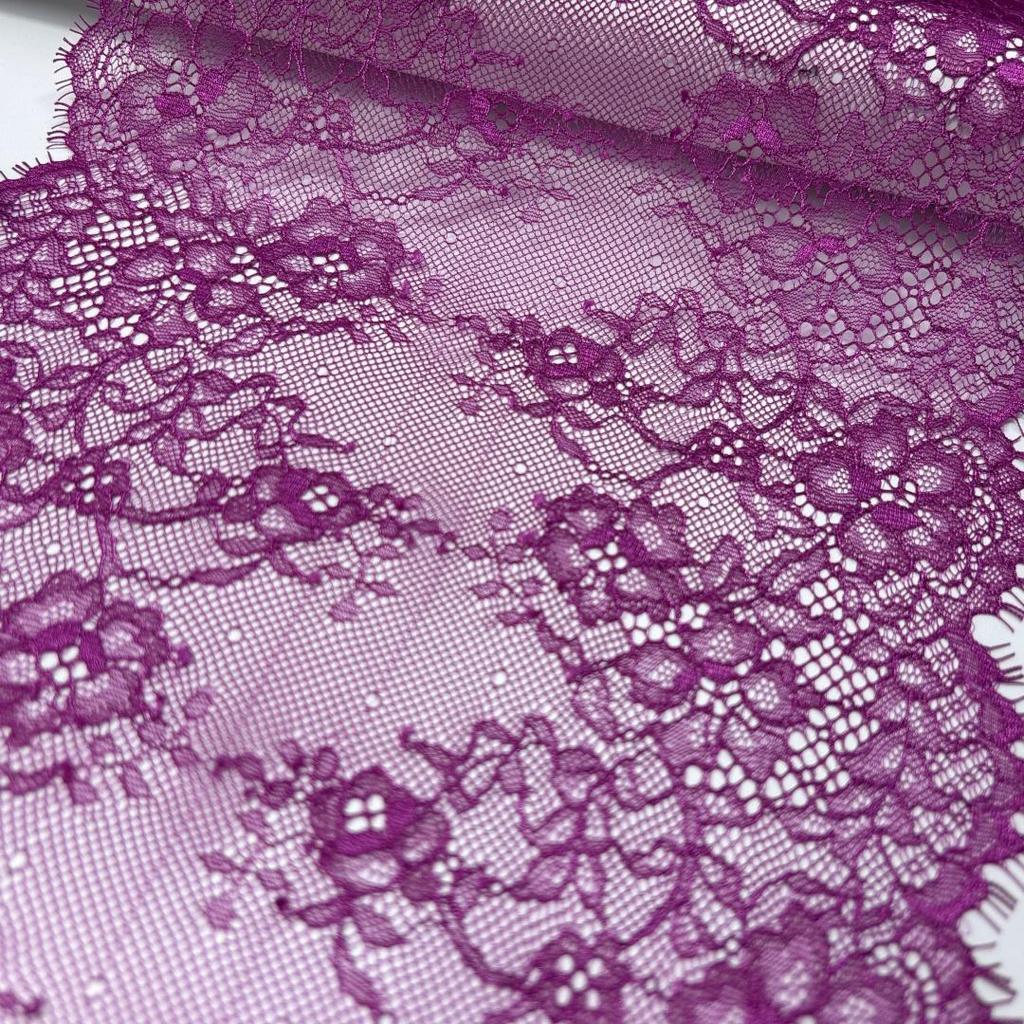 3m x 23cm French Eyelash Lace, Non-stretch Purple Chantilly Lace Trim for Bra, Underwear, Lingerie, Dress, Garment, Sewing & Crafting