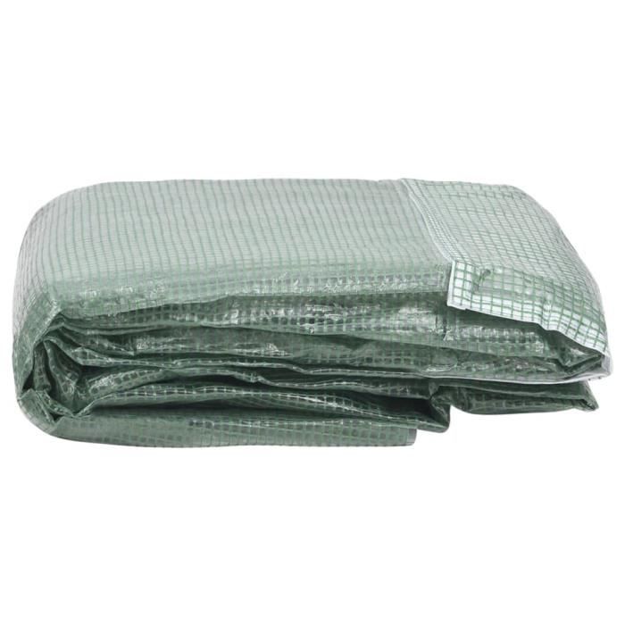 Couverture de remplacement de serre - Vert - 200x450x200 cm - 6 fenêtres - 1 porte - PE