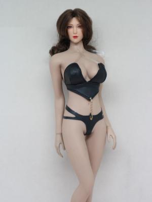 Scale Action Figure Compatible with TBLeague Body DMTOYS Beautiful Woman Fashion Sexy Black Leather Bra and Underwear Set Body and Shoes Not