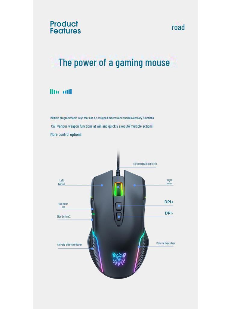 Cross-Border CW905 RGB Wired Gaming Mouse: 7-Key Macro Definition for Enhanced Gameplay