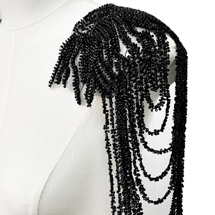 Pair Of Sequins Fringe Shoulder Patches For Party Attire Comfortable Long Wear Decorative Accent