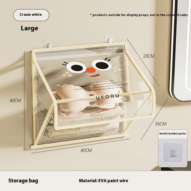 

Bathroom Storage Bag Waterproof Clothing Socks Storage Box with Lid Large-capacity Foldable Hanging Bag Without Punching Holes