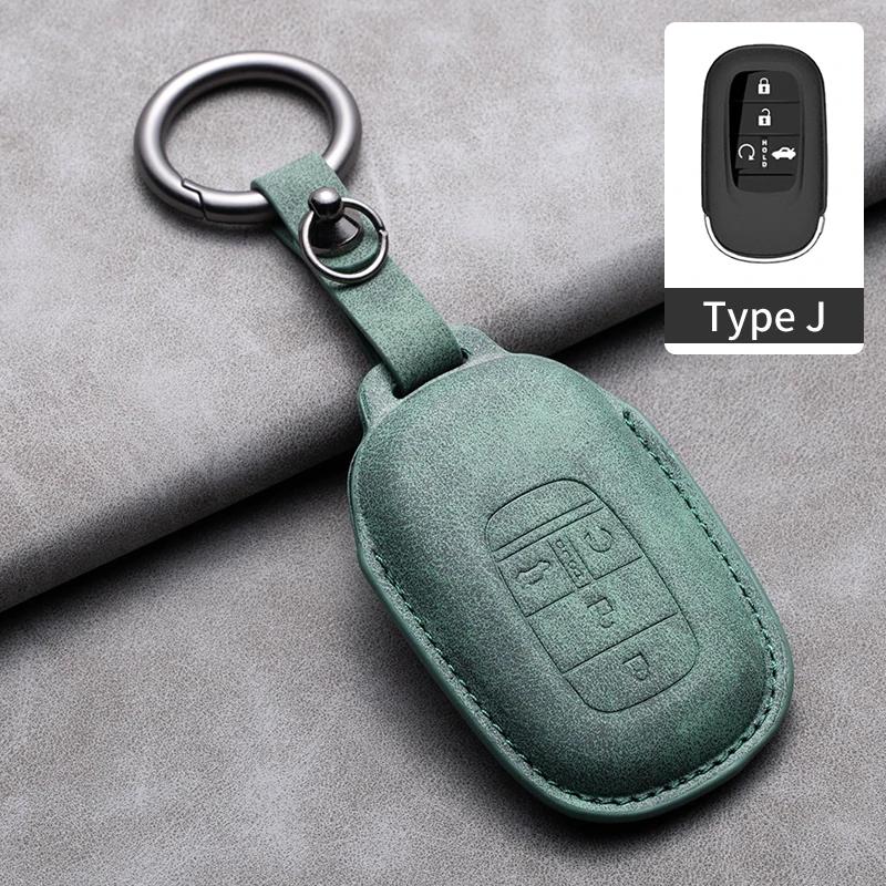 Leather Car Key Case Cover Holder Keychain Protector Shell for Honda Accord EX EXL Civic CRV HRV Pilot Ridgeline 2016 2017 2018