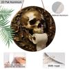 2D Flat Aluminum Gothic Black Skull Bathroom Sign Metal Wall Decor, Guest Bathroom Hanging Sign Decor Farmhouse Wall Decoration Sign for Toilet