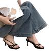 French temperament thin heel cool slippers fairy shoes 2025 new summer fashion versatile black high heel sandals