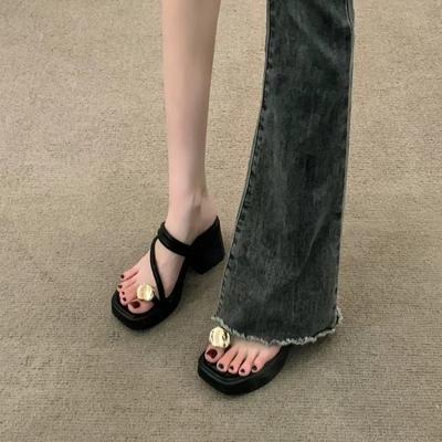 New Style of High Heels Thick-soled Flip-flops and Beach Shoes