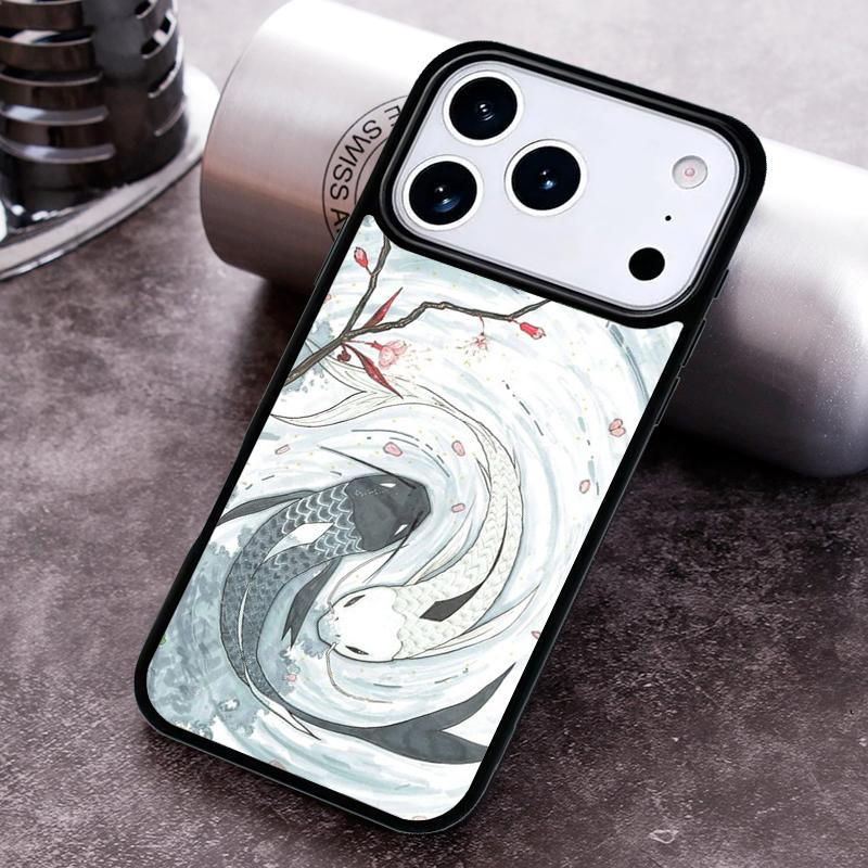 Yin Yang Koi Phone Case For iPhone 17,16e,15,14,13,12,11,Mini,Pro,MAX Soft Silicone Cover