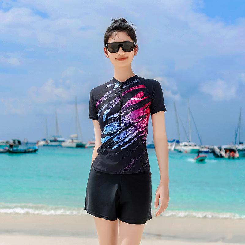 Swimsuit Women's 1011 New Split Conservative Flat Angle Soaking Hot Spring Cover Meat Skinny Fat Girls Large Size Sports Swimsuit