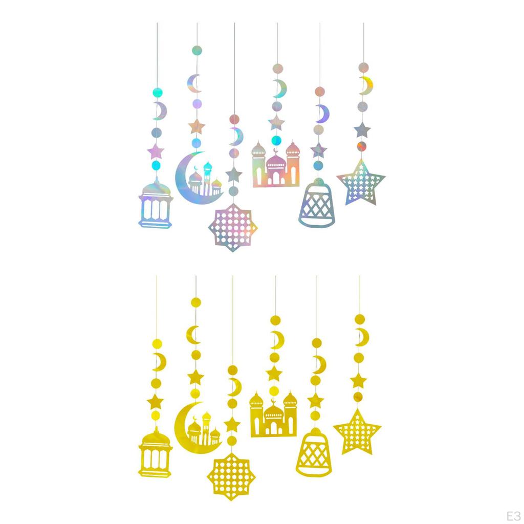 6 Pieces Ramadan Eid Decoration Streamer Hanging Wall Backdrop Mubarak Party