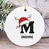 Baby's Christmas Ornament Personalized Initial with Name Ceramic Bauble Gift for Newborn Present for Baby Custom Xmas Decoration