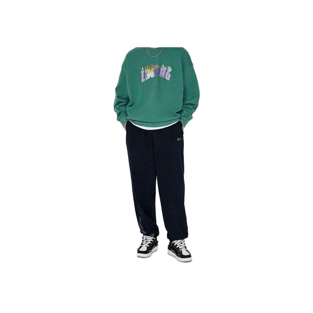Li Ning X OG Slick Collaboration Letter Pattern Printed Cuffed Knit Sports Pants Men Pants Black AKLT689-3