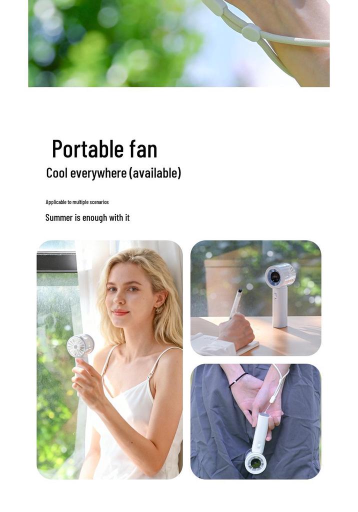 Compact High-Speed Handheld Electric Fan with Digital Display & Long Battery Life - Customizable Gift with Strong Wind Power for Outdoor Use