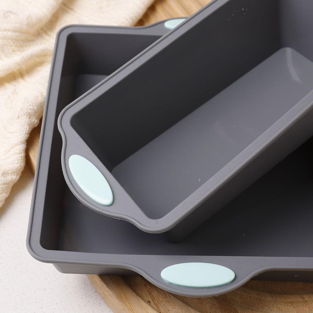 Silicone Baking Set with Non-Stick Heat-Resistant Oven-Safe Cake Molds and Wavy Rectangular Tray- Dishwasher Safe, Even Heat Distribution