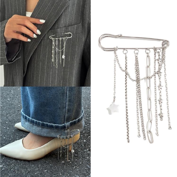 Elegant Metal Chain Tassels Brooch Badge With Layered Effect For Adding Flair To Coats Bags And Various Garments