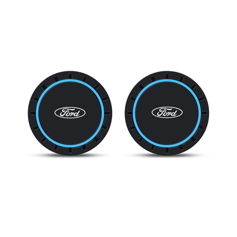 2 Stück Auto-Becherhalter Matte Anti-Rutsch-Pad Untersetzer Für Ford Fiesta C-Max Kuga Ranger Raptor KA Fusion ST Transit Edge black