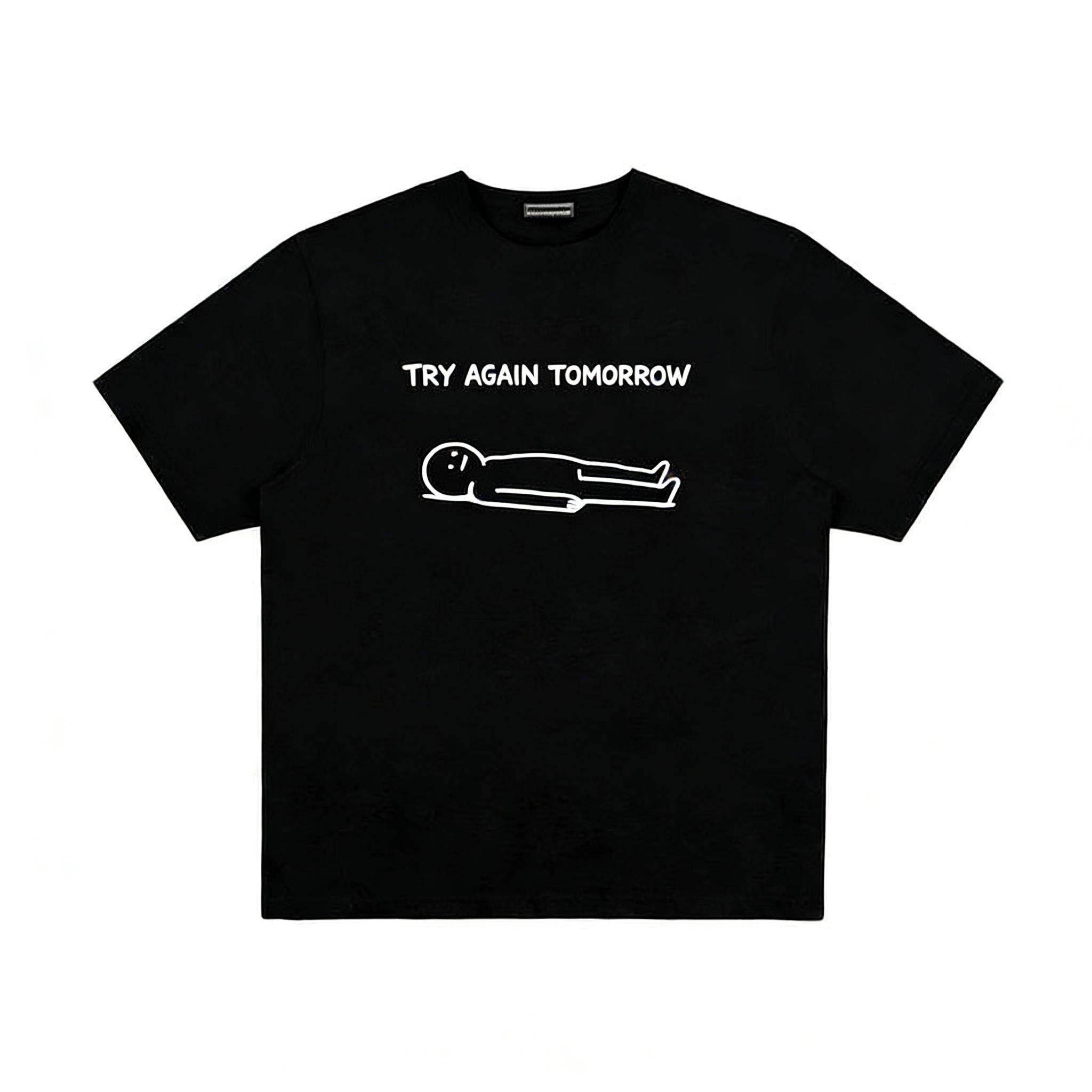 

New FashionTry Again TomorrowFun American Vintage Graphic Printed Crew Neck Plus Size Mens and Womens Short Sleeve TShirts 4XL