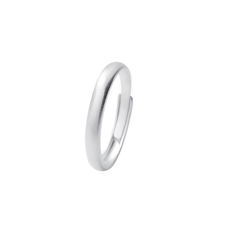 Minimalist Geometric Couple Rings Set Men Women Adjustable Sterling Band Ring Finger