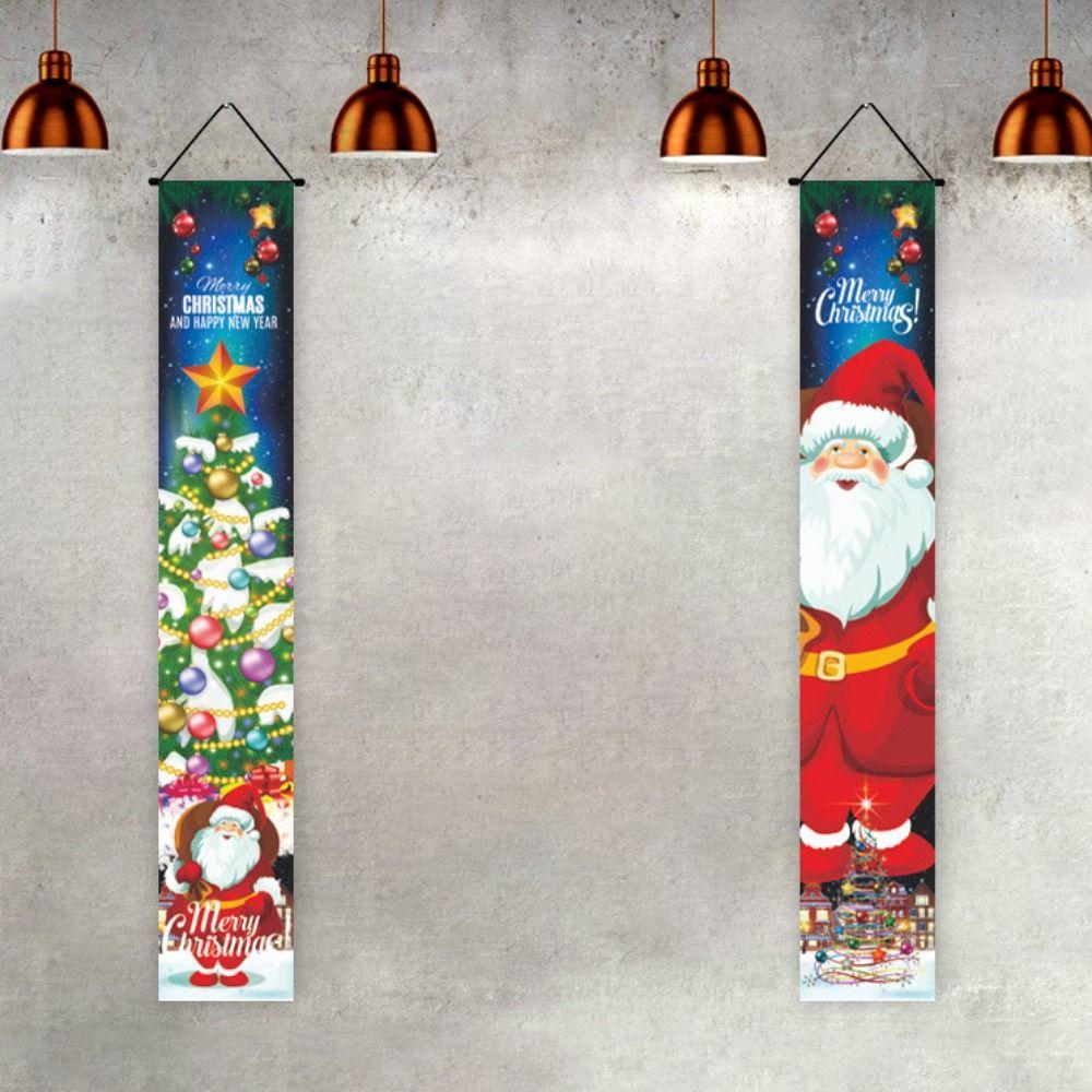 Polyester Christmas Porch Door Banner Decorative Santa Claus Hanging Couplet  Spring Festival
