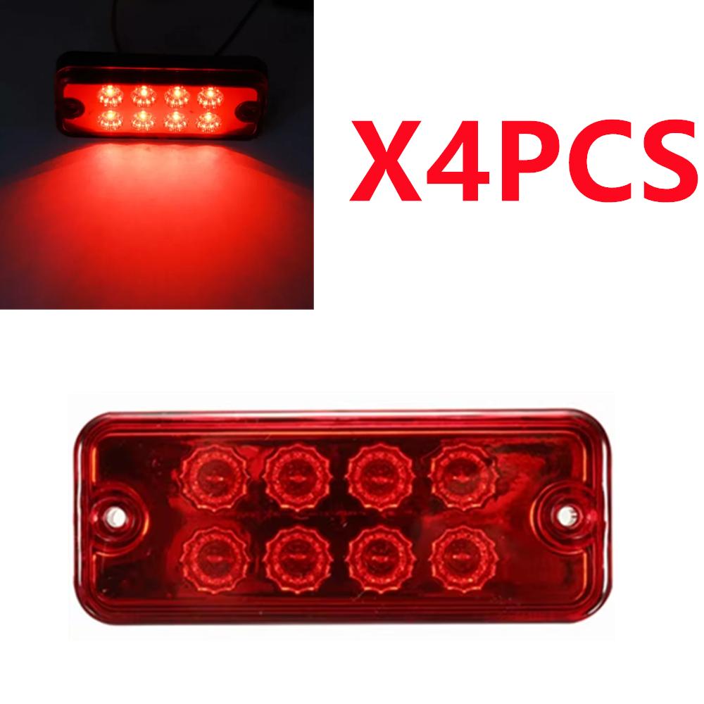 4PCS Marker Side LED Trailer Truck Position Lights Lamps 12V 24V 8LED Side Marker Light Clearance Indicator Lamp for Lorry