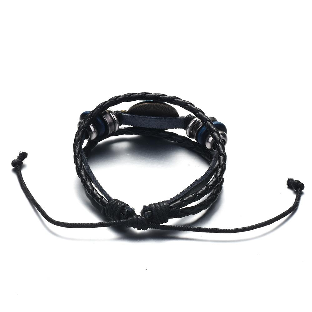 Bracciale con Ciondolo Simbolo Rune Vintage Tryzub Gemme di Vetro Fatto a Mano Multiplo Braccialetti in Pelle PU Braccialetto Gioielli Unisex Regalo