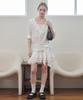 Opening Sunshine V-Neck Lace Collar Tiered Mini Dress Ivory