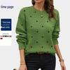 Women's European & American Fashion Polka Dot Jacquard Knit Sweater - Round Neck, Long Sleeve Pullover.