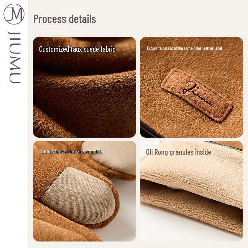 JIUMU Men's Winter Plush Thick Outdoor Cycling Warm Wool Gloves