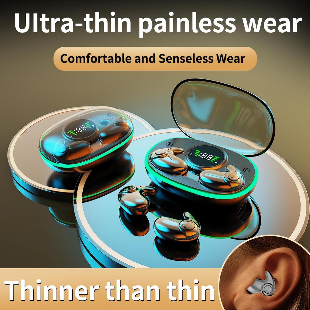 Bluetooth 5.3 Earphones Invisible Sleep Earbuds Mini Wireless Headphones  Waterproof Noise Reduction Touch Control Headsets