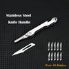 Stainless Steel Fast Open Scalpel MINI Folding Knife Outdoor Survival Camping Portable EDC Tool 10 Blade Free Bottle Opener